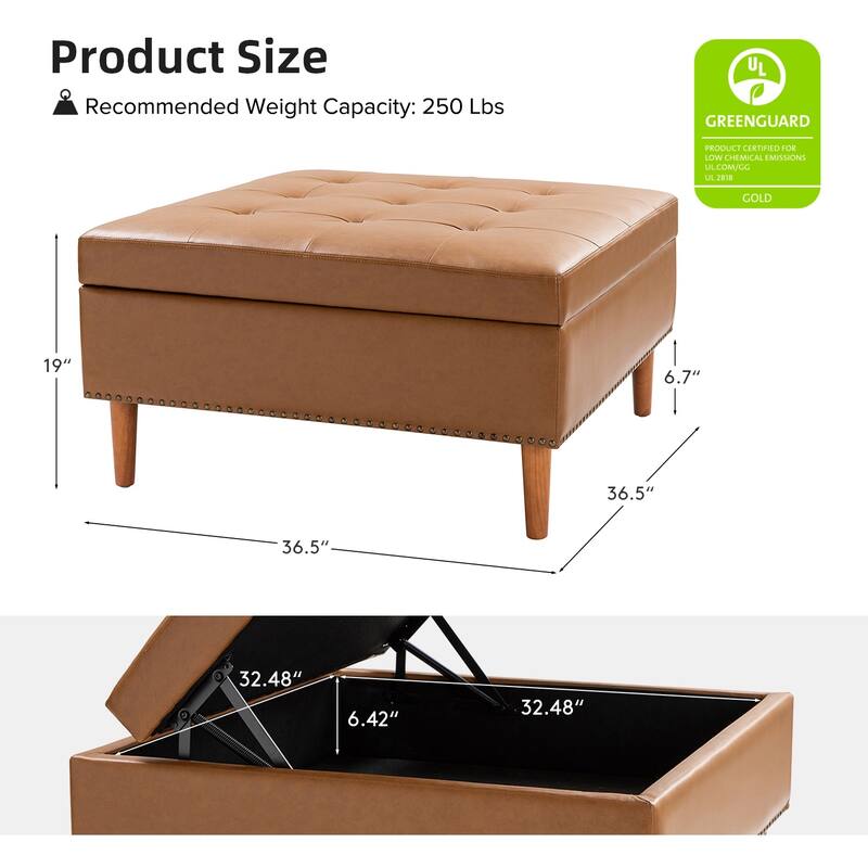 Constantine Modern Square Button-Tufted Storage Footrest Ottoman With Button-Tufted Design By HULALA HOME