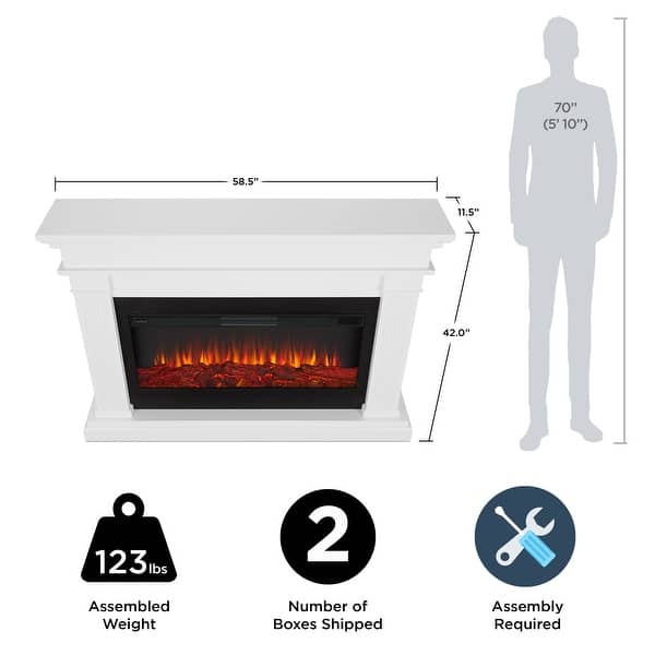 dimension image slide 2 of 7, Real Flame Beau Electric Landscape Fireplace 58.5"