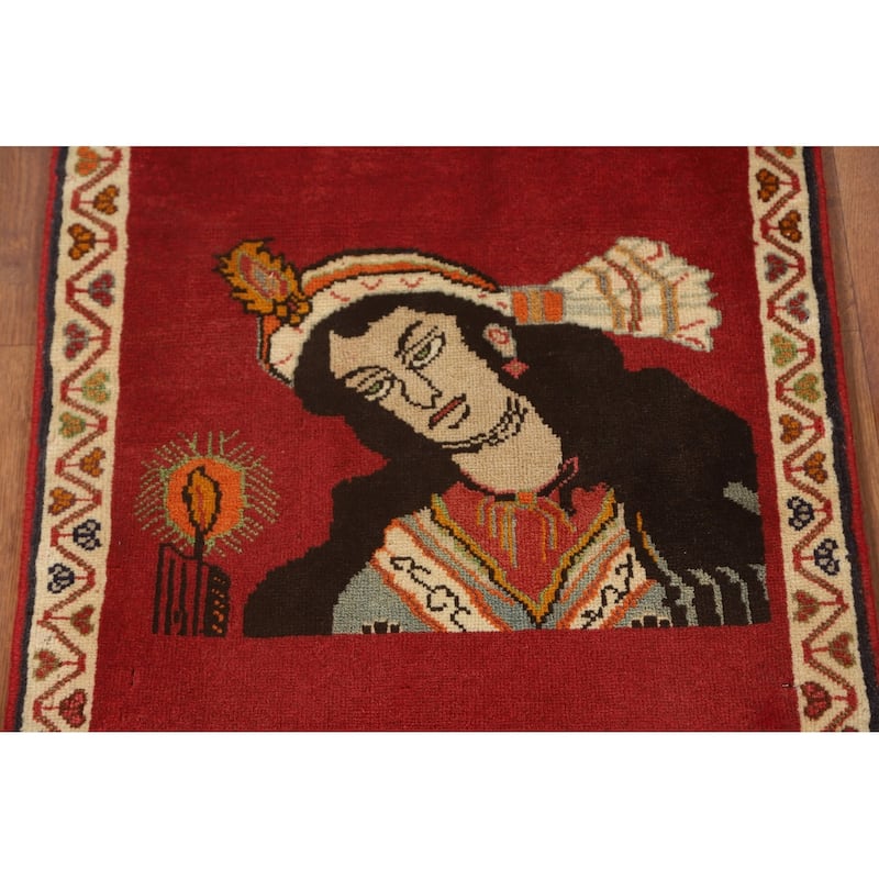Tribal Red Shiraz Persian Vintage Square Rug Handmade Wool Carpet - 1'11" x 1'11"