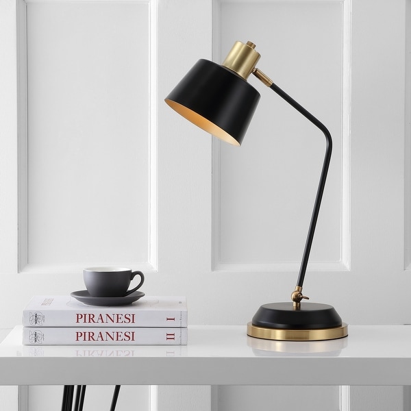 Rochelle 23" Metal LED Task Lamp, Black/Brass Gold by JONATHAN Y. Opens flyout.