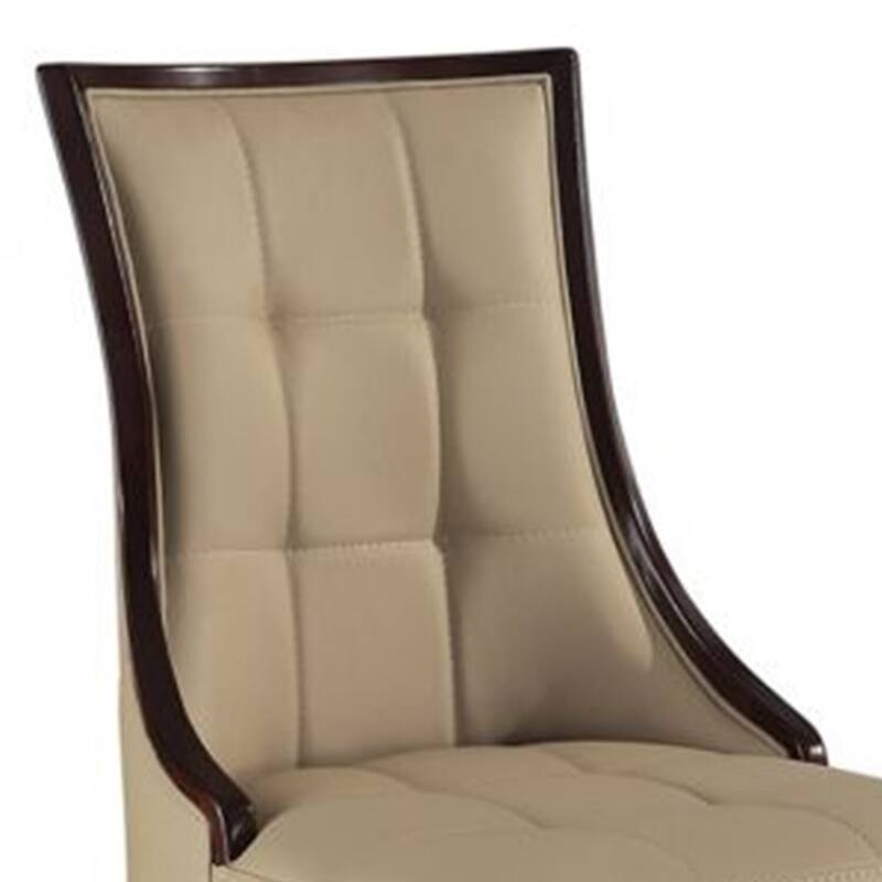 Brown/Tan Faux Leather Upholstered Wood Frame Dining Chair, Set of 2, Sturdy Dining Chair for Dining Rooms - 17.5