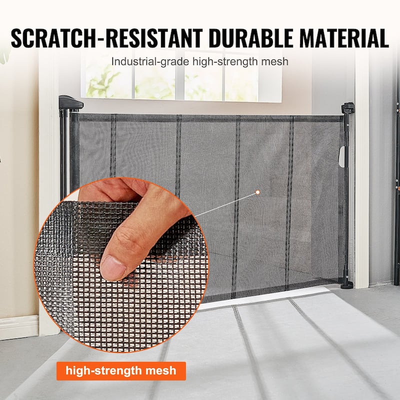 Mesh Foldable Wide Retractable Baby Gate Suitable for Playrooms Kitchens Or Hallways