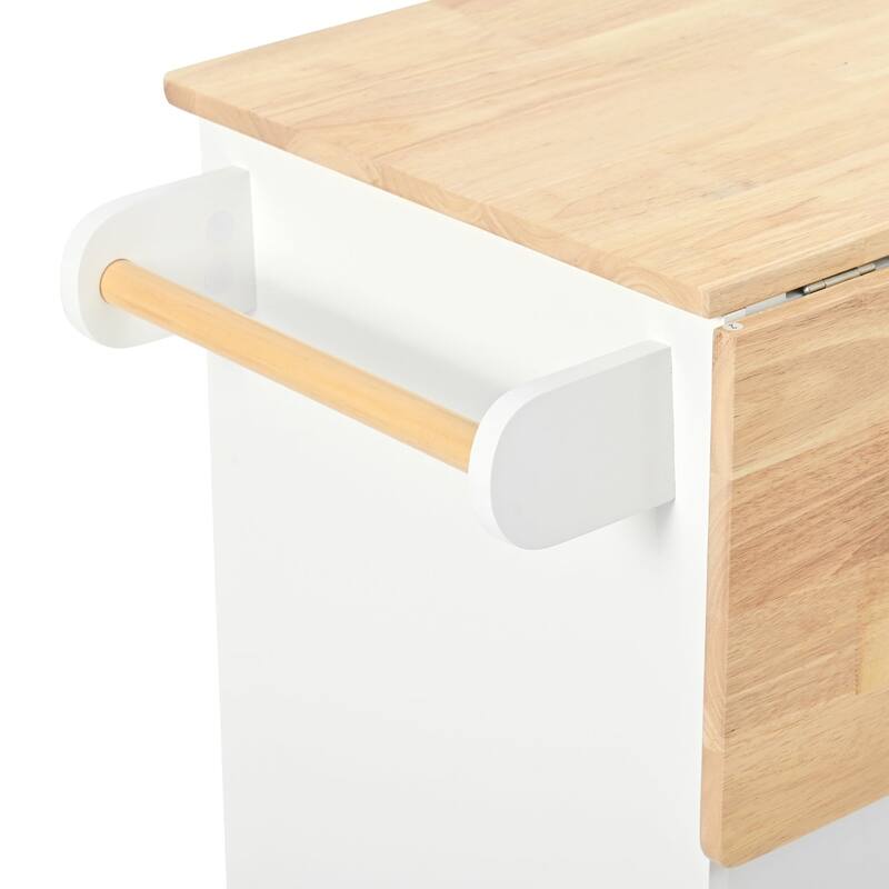 Multifunctional Kitchen Cart with Power Outlet, Open Storage and Wine Rack - 40" x 30"