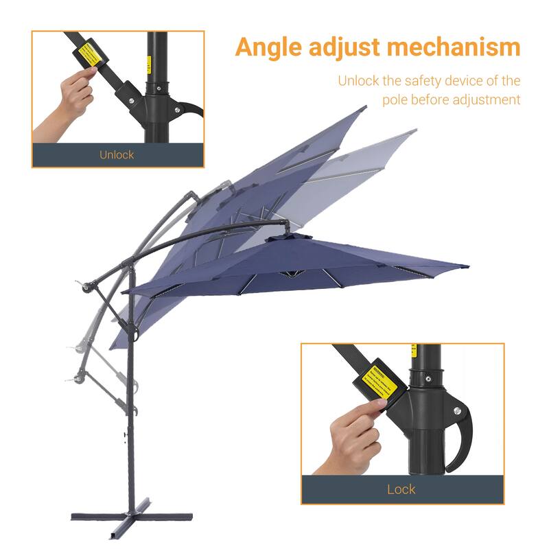 BONOSUKI 10ft Patio Offset Umbrella,w/Crossed Base Cantilever Umbrella