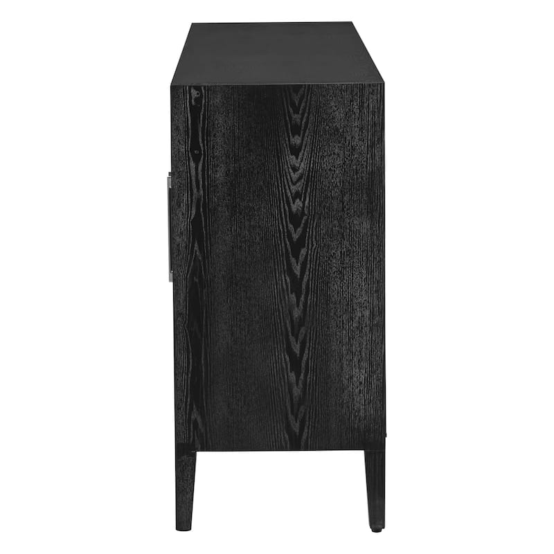 Roomfitters Wood Storage Cabinet with Three Tempered Glass Doors and Adjustable Shelf, Suitable for Living Room