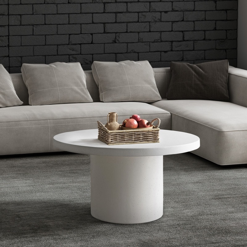 Travertine Round Coffee Table Circle Pedestal Table