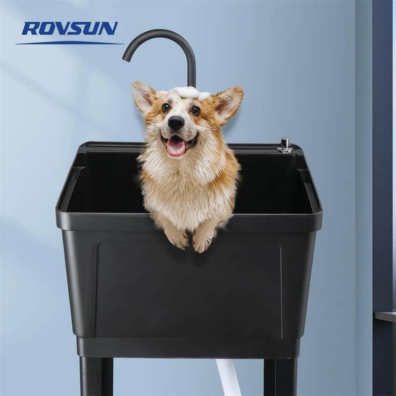 Plastic Utility Sink Freestanding with Storage Shelf