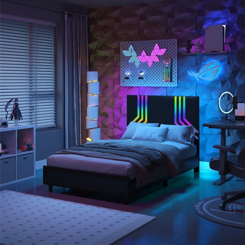 boy bedroom with led lights