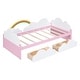 preview thumbnail 5 of 8, Twin Size Rainbow Storage Bed Children's Wood Platform Bed Frame with 2 Clouds Shaped Drawers & Headboard, Pink+White