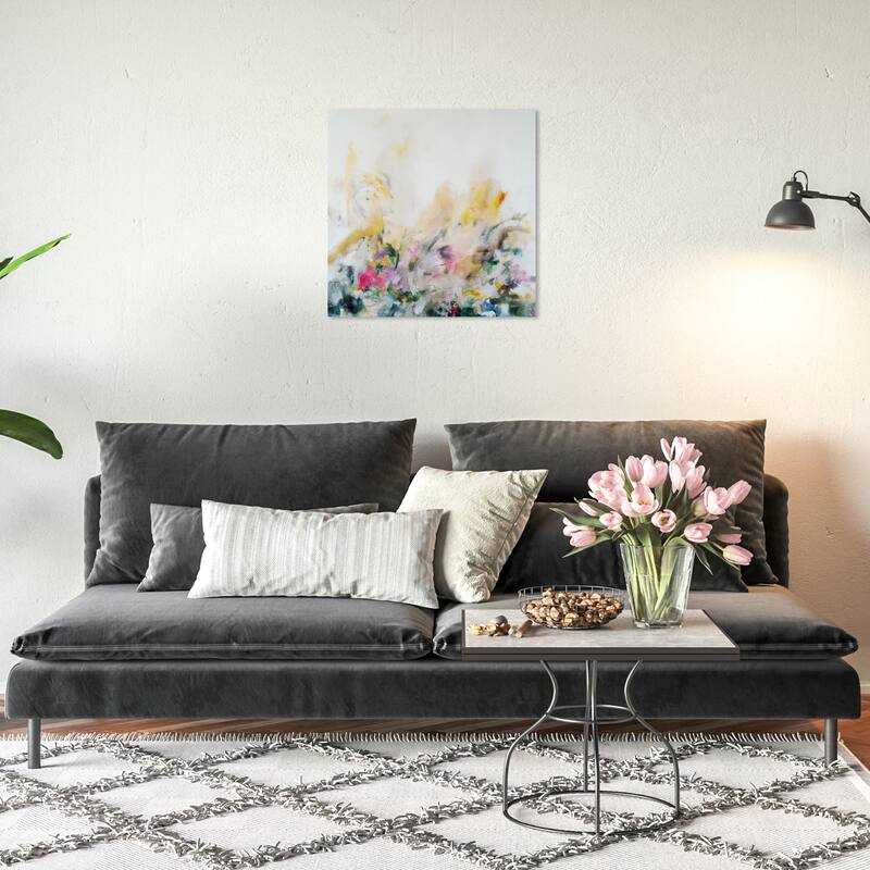Wynwood Studio Canvas Abstract Blurred Happiness Yellow and Dark Yellow Modern & Contemporary Wall Art Canvas Print - 20 x 20
