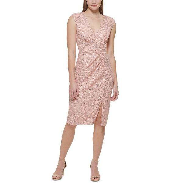 Vince Camuto Women's Embellished Lace Cap Sleeve Bodycon Dress Pink Size 8  - Bed Bath & Beyond - 40628343