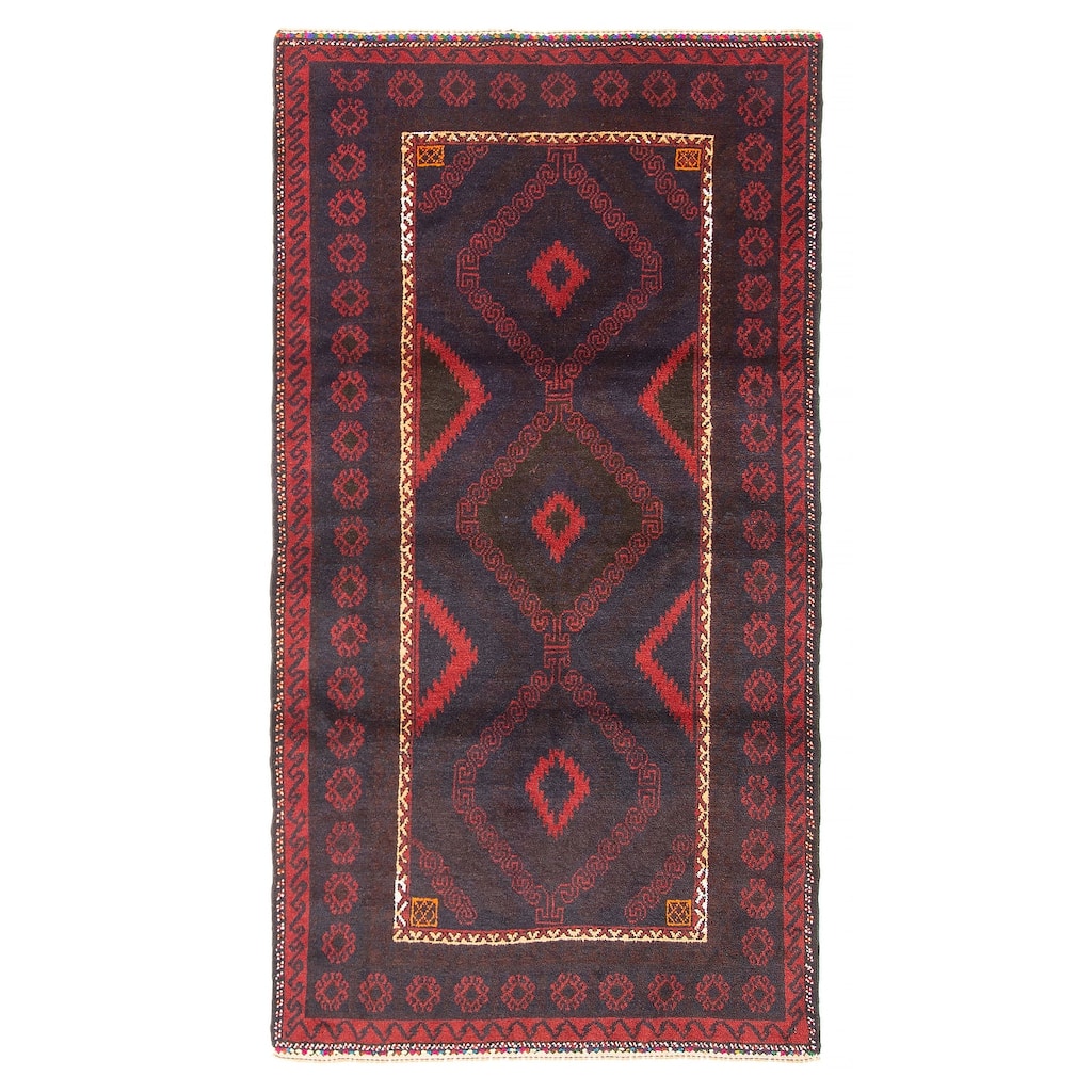 ECARPETGALLERY Hand-knotted Teimani Dark Navy Wool Rug - 3'5 x 6'4