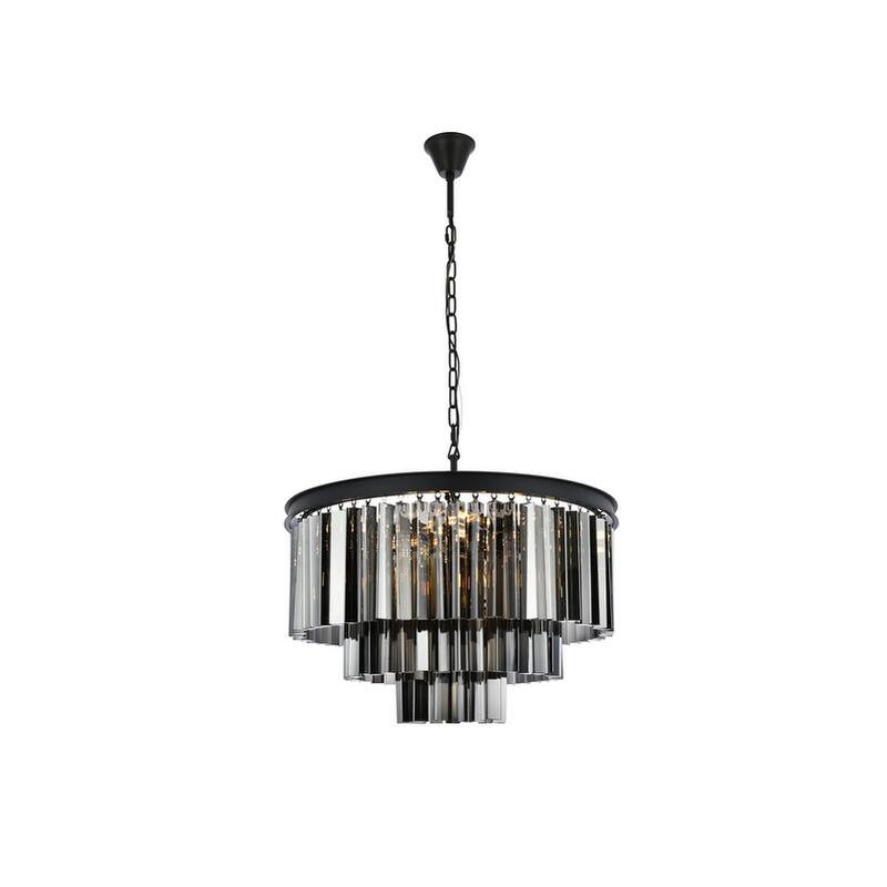 Royce Edge 9-Light Matte Black Chandelier - matte black (royal cut silver shade crystals)