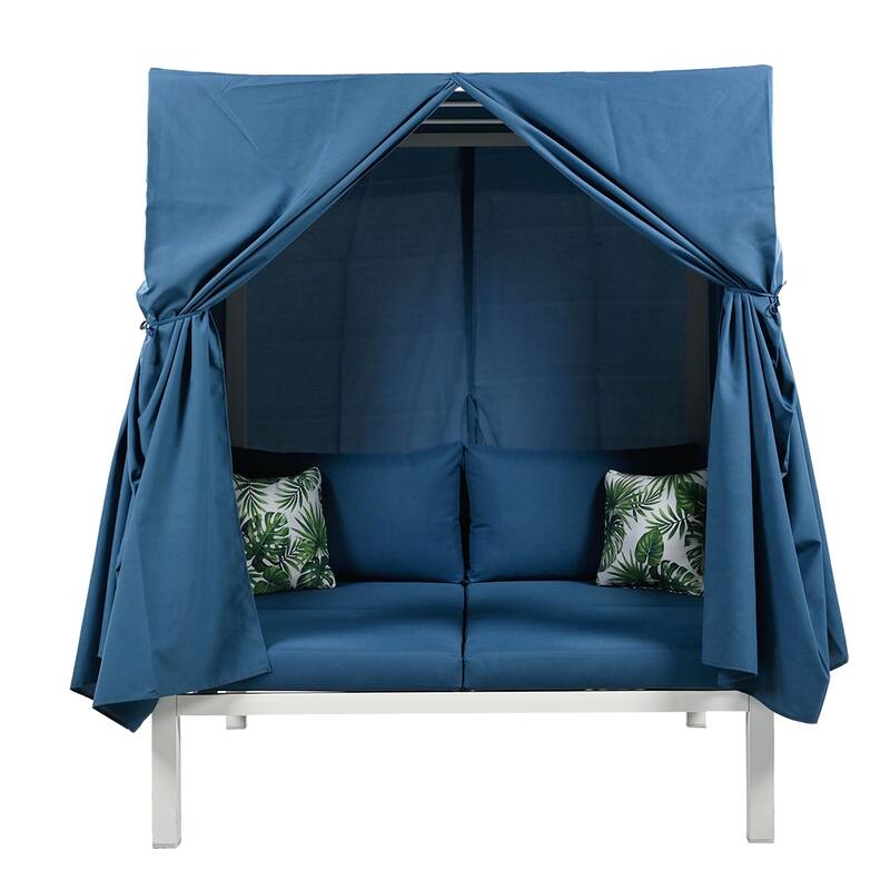 Blue Versatile Outdoor Lounger with Canopy