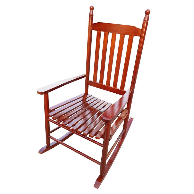Wooden Porch Rocker Chair with Comfortable Backrest Inclination,Solid Fir Wood,for Backyard, Porch and Patio