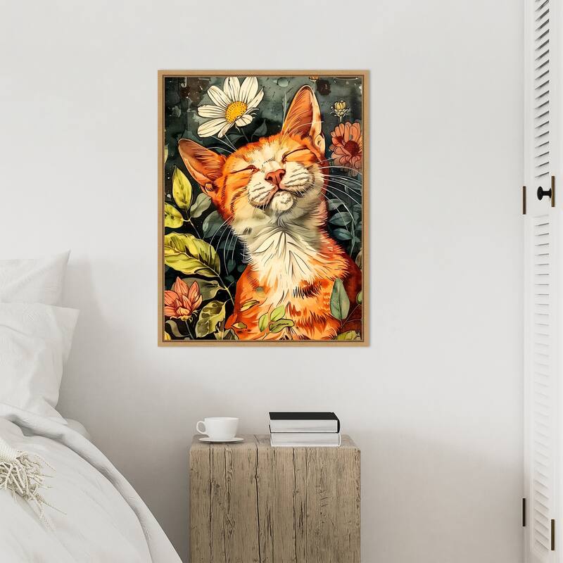 Kitty Daisy by Justyna Jaszke Framed Canvas Wall Art