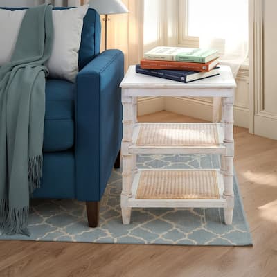 2-Shelf Wooden Side Table - 24" - White