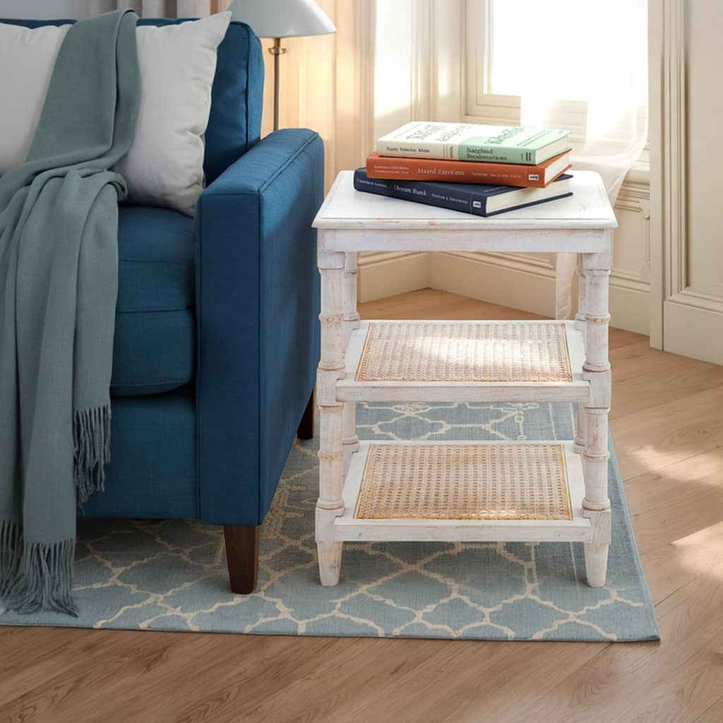 2-Shelf Wooden Side Table - 24" - White