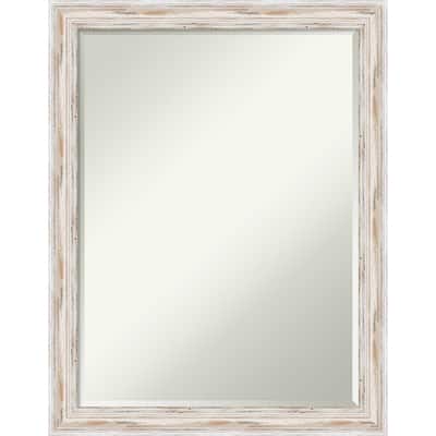 Petite Bevel Wood Bathroom Wall Mirror - Alexandria White Wash Narrow Frame - Alexandria White Wash Narrow - 21 x 27 in
