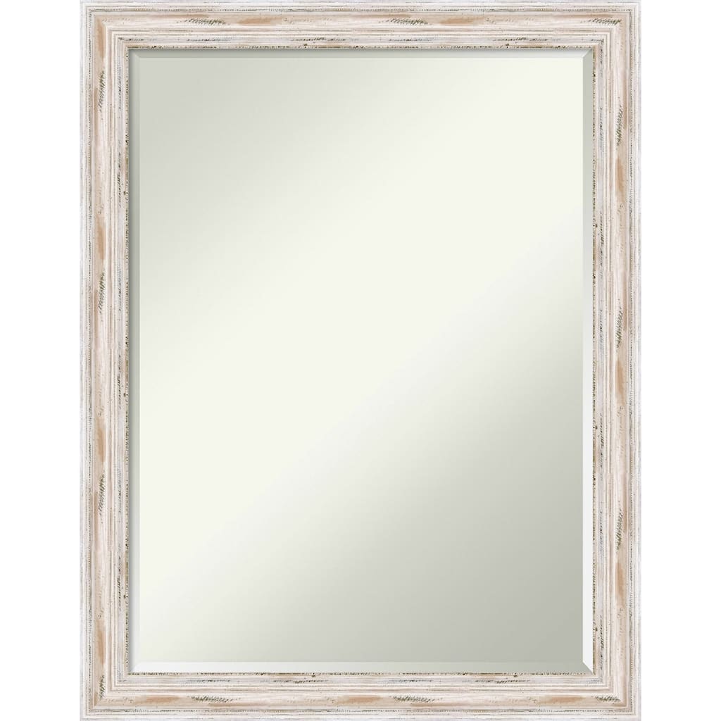 Petite Bevel Wood Bathroom Wall Mirror - Alexandria White Wash Narrow Frame - Alexandria White Wash Narrow - 21 x 27 in