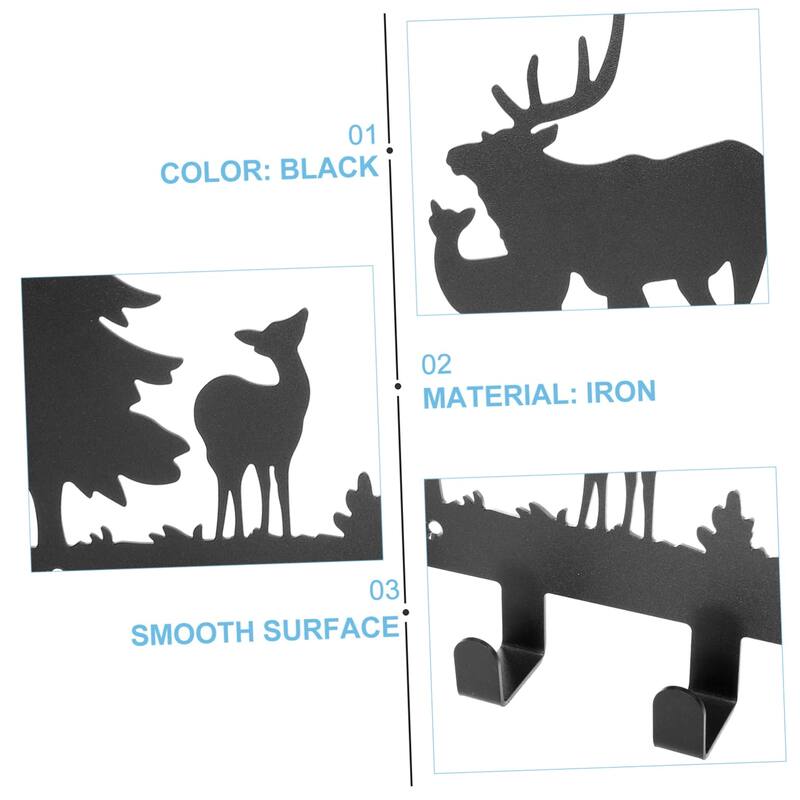 Wall-Mounted Metal Coat Hooks Moon Cloud Deer Decorative Rack - 15.7" x 9.1"