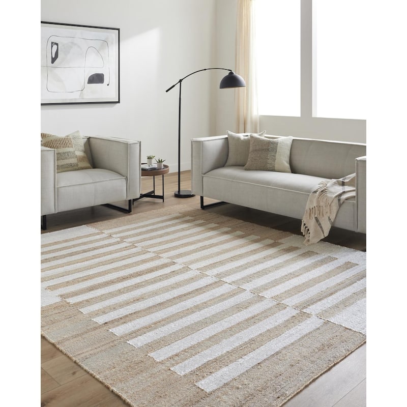 Livabliss Transitional Diane Stripe Area Rug - 5' x 7'6" - Beige/ Brown
