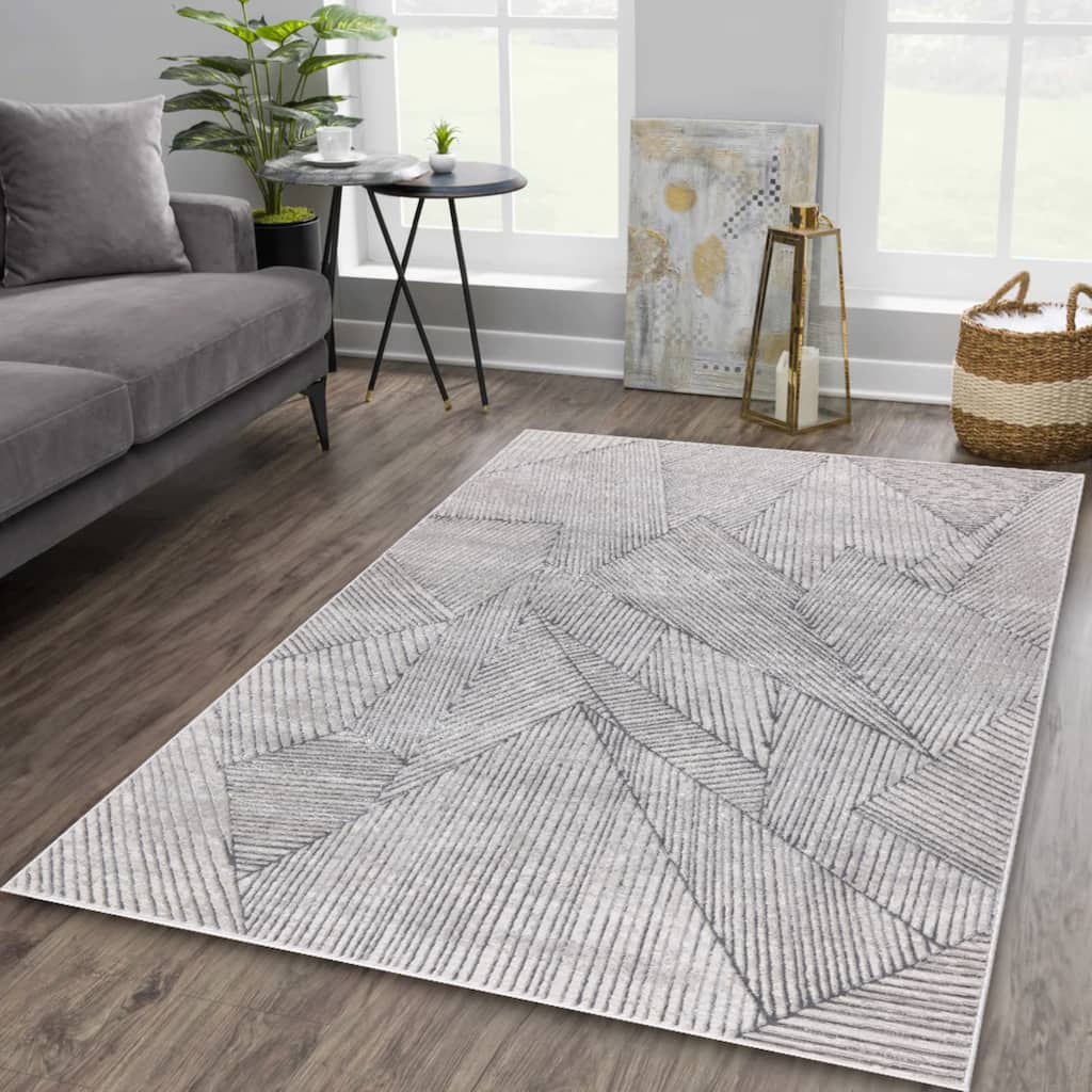 Nevada Collection Abstract Geometric Neutral Area Rug