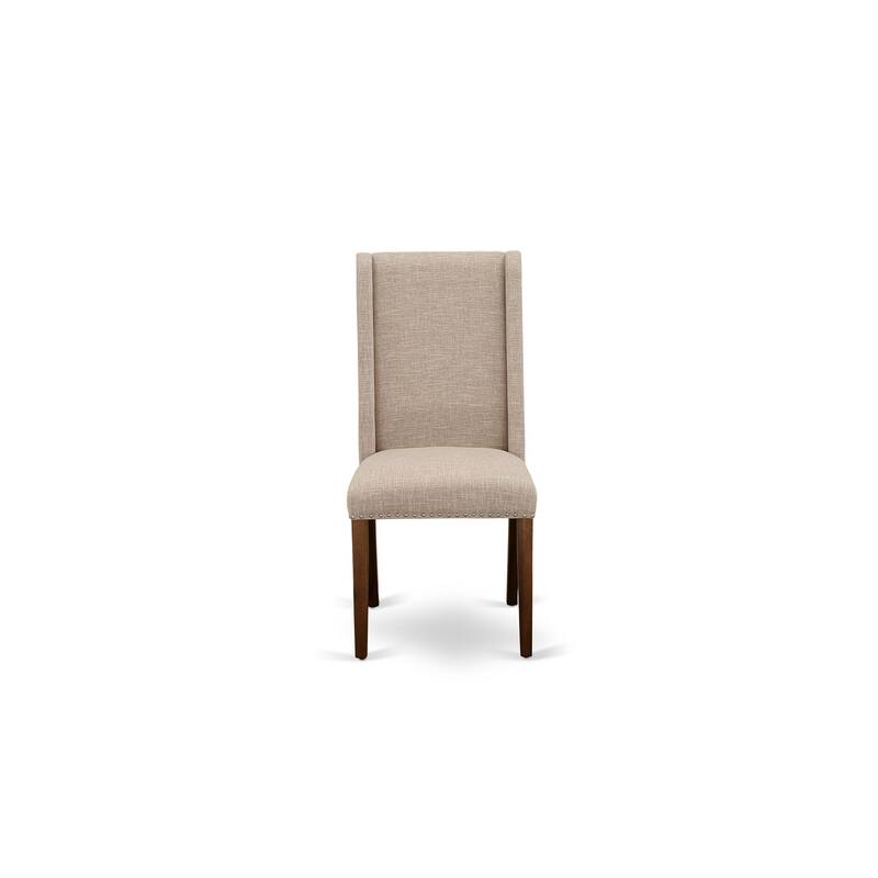 East West Furniture 11 Piece Dinette Set- a Dining Table with Removable Leaf and 10 Linen Fabric Dining Chairs(Finish Options)
