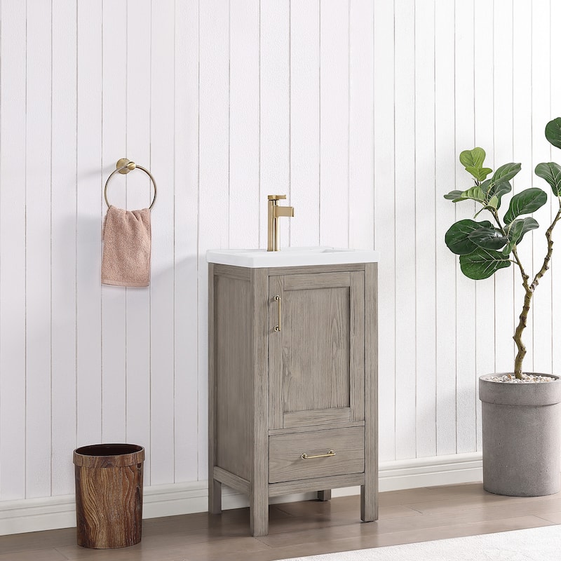 Gela Single Bath Vanity with Ceramic Basin Top without Mirror