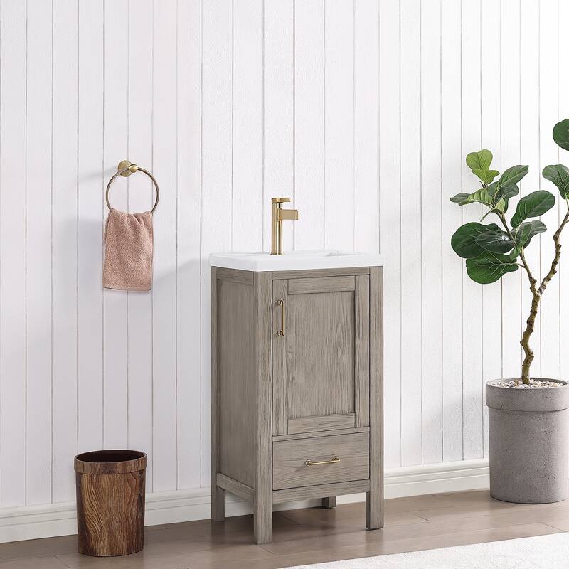 Gela Single Sink Bath Vanity with Drop-In Ceramic Basin without Mirror
