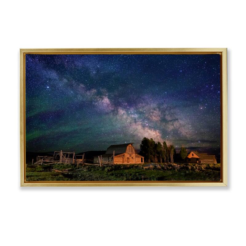 Stupell Nebula Sky over Farm Scene Framed Floater Canvas Wall Art Design By Royce Bair - 25 x 17 - Gold