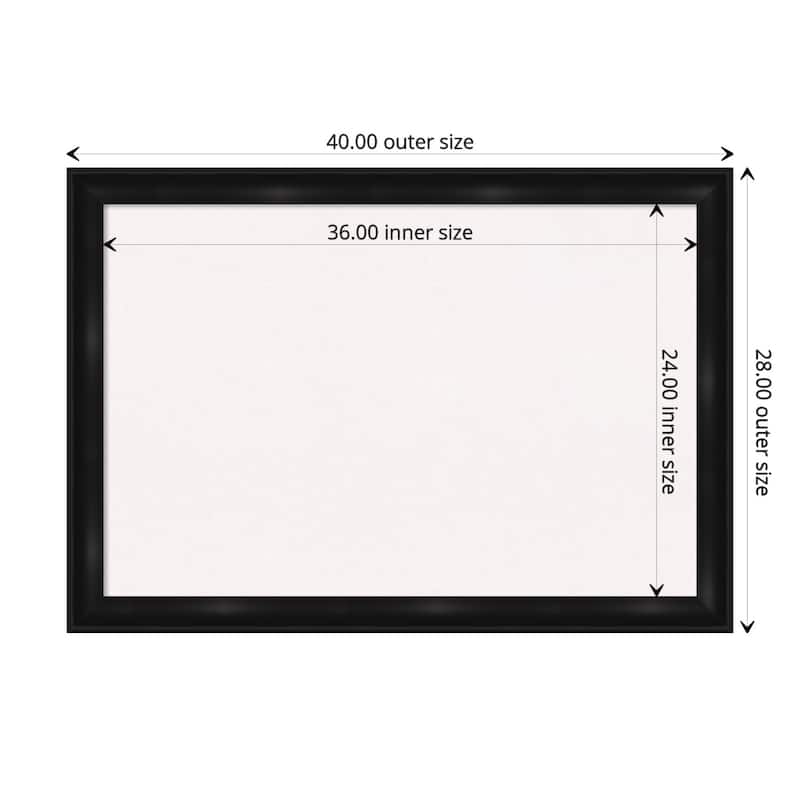 Grand Black Narrow Framed White Corkboard Bulletin Board - Board Size 36x24