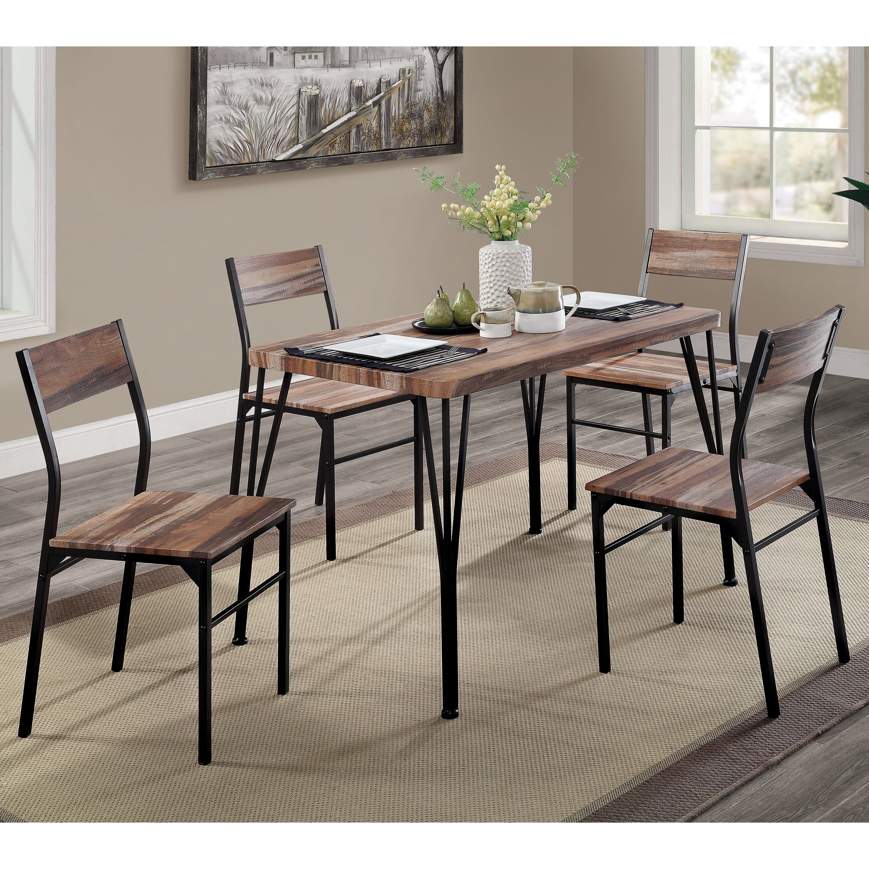 Shop Furniture Of America Nama Industrial 5 Piece Dining Table Set
