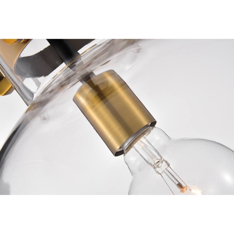 Oil Rubbed Bronze and Antique Gold 1-Light Clear Globe Glass Pendant
