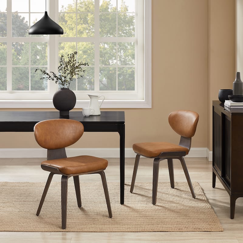 Art Leon Wood and PU Leather Dining Chair (Set of 2).