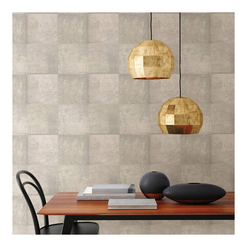 Brewster Vela Ivory Distressed Geometric Wallpaper - 21 x 396 x 0.025