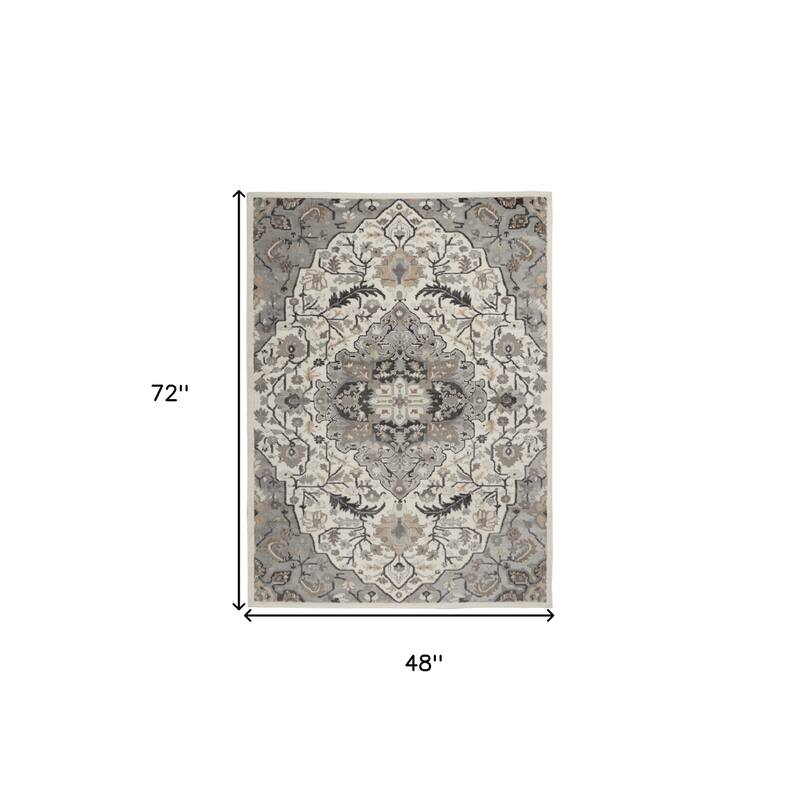 Power Loomed Floral Non Skid Stain Resistant Low Pile Area Rug - 72' X '48' X '0.25
