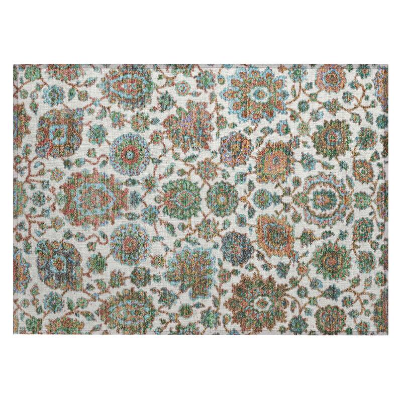 Machine Washable Indoor/Outdoor Traditional Farmhouse Chantille Rug