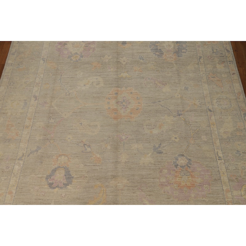 Vegetable Dye Oushak Turkish Rug Handmade Transitional Wool Carpet - 9'0" x 12'4"