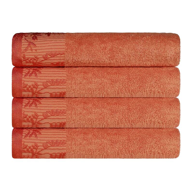 Superior Wisteria Cotton Floral Jacquard Border Bath Towel Set