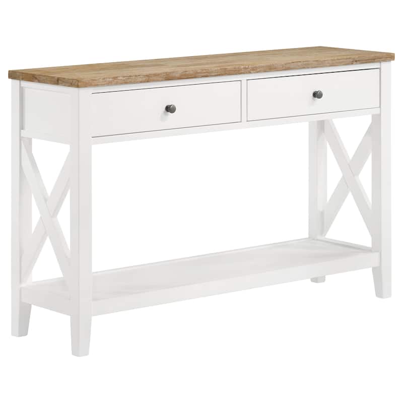 Hollis 2-drawer Wood Entryway Console Table Brown and White - White and Brown - Wood