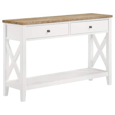 Hollis 2-drawer Wood Entryway Console Table Brown and White