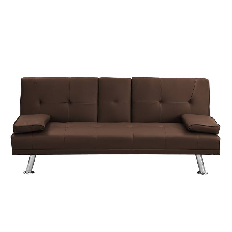Wooden frame lounge chair with armrests stainless steel legs - Brown