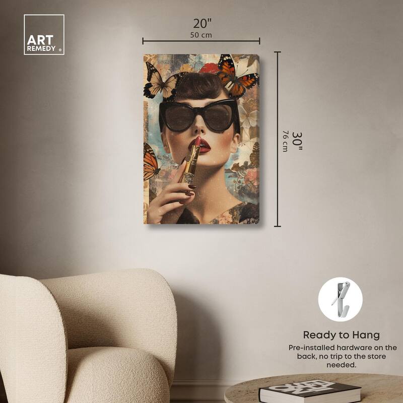 Iconic Lady Butterfly Collage II Canvas by Art Remedy, Gallery Wrapped