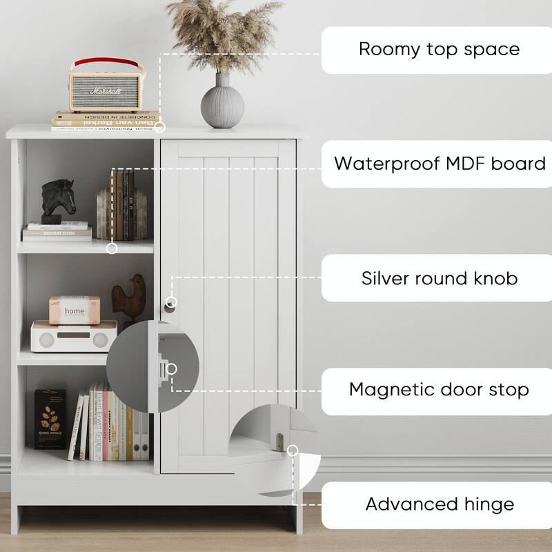 31.5" White Storage Cabinet - Adjustable Shelves & Doors