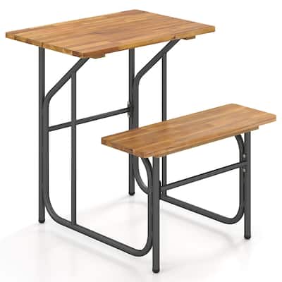 Costway 1/2 PCS Patio Table Bench Set One-Side Picnic Table & Seat - See Details