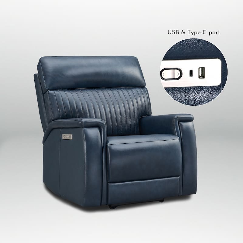 Leather Zero Gravity Power Recliner with Power Headrest and Power Lumbar,USB&USB-C Port