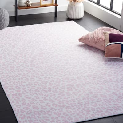 SAFAVIEH Faux Hide Machine Washable Slip Resistant Emmaliese Rustic Leopard Print Rug