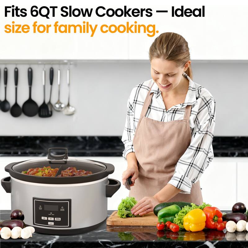2 in 1 Silicone Slow Cooker Liners Fit for Crock Pots 6 Quart