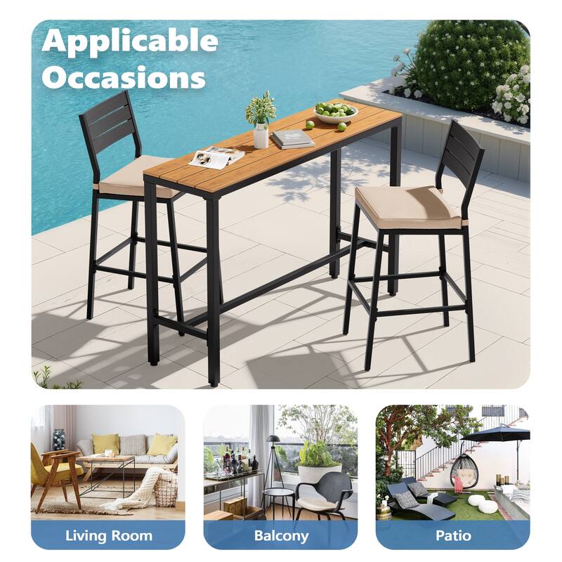 VredHom Outdoor Bar Table Rectangular Pub Table